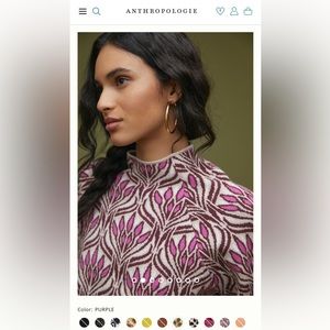 Anthropologie Purple and Pink Patterned Sweater
